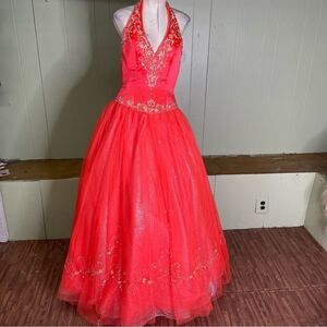 Tiffany Designs Princess Beaded Tulle Halter Prom‎ Quinceanera Gown 8